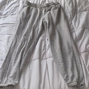 comfy gray sweatpants.